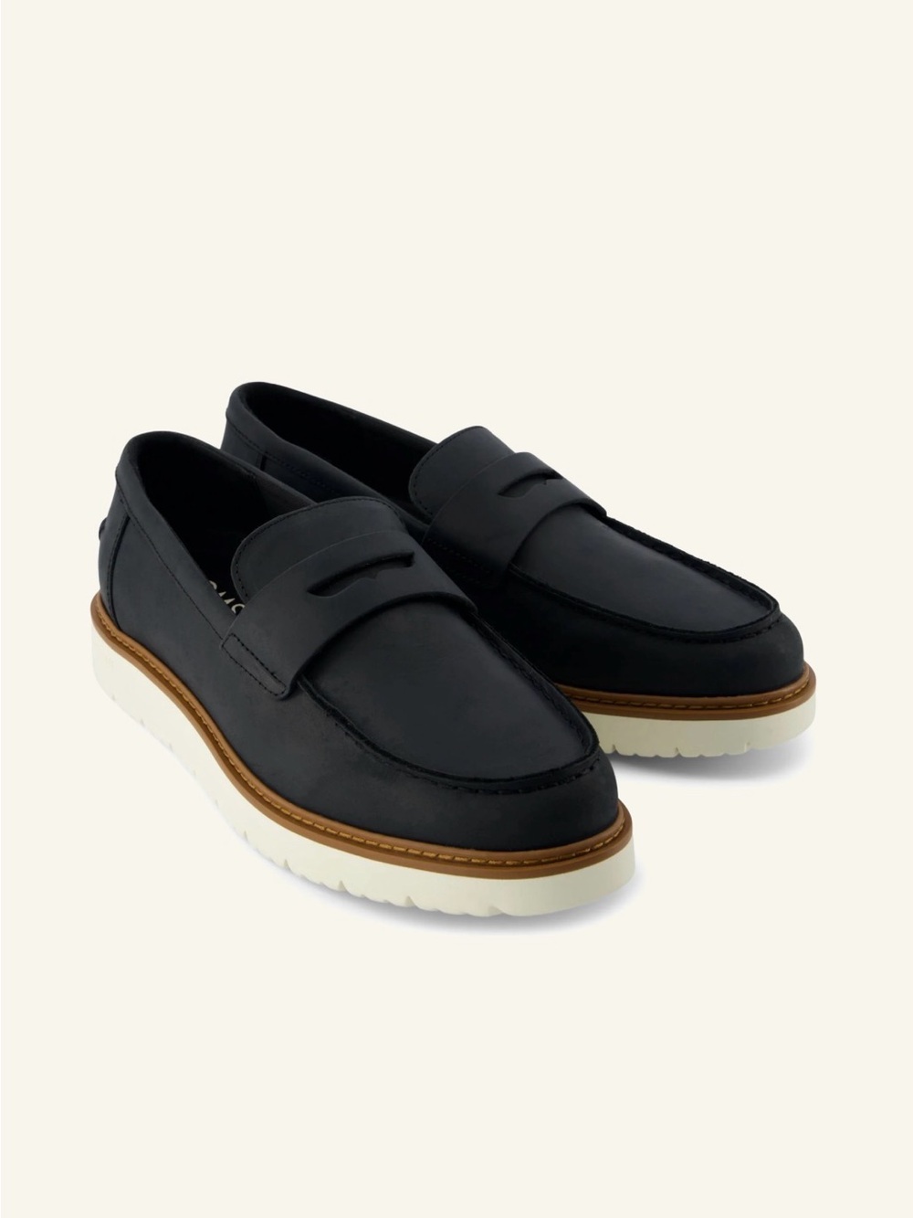 NEW Toms Men's Black Leather Havana Loafer (size 8.5)